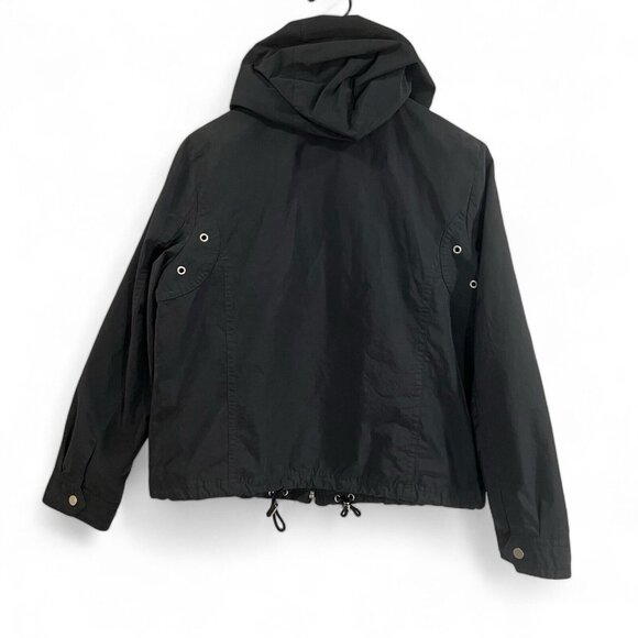 Talbots Jacket Women Sz Medium Black Full Zip Hooded Mesh Lined Fall Spring Coat - Picture 2 of 13